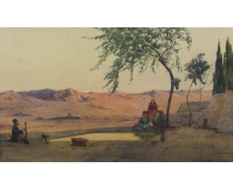 Peter MacGregor Wilson R S W (British 1856-1928): 'Gulaher' - Persian Oasis, watercolour signed and titled 30cm x 50cm Condit