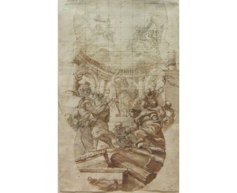 Italian School (17th century): Colosseum with Figures, pencil pen and monochrome wash 41cm x 26cm
Provenance: with James Star
