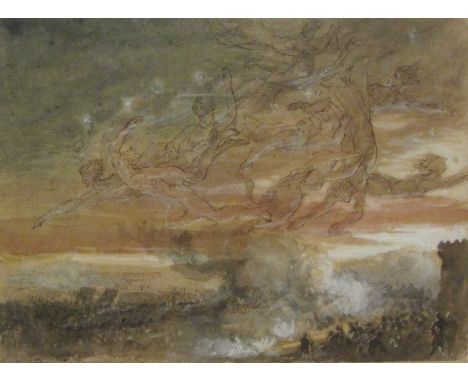 Attrib. Sir William Blake Richmond (British 1842-1921): Study for the Resurrection, pen water and body colour unsigned 20cm x