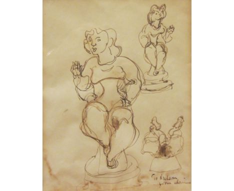 Chaim Gross (American 1904-1991): Studies for a Sculpture, pen and ink inscribed 'To Neilson from Chaim'  23cm x 18.5cm 
Prov
