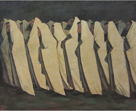 J Kramer (Russian/British 1892-1962): 'The Day of Atonement', oil on canvas signed 48cm x 59cm
Provenance: this is a near ide