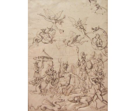 Ferdinando Suman (Italian 1801-1877): 'Fantasy', pen and ink signed 39cm x 28cm
Provenance: with James Starkey Galleries Beve