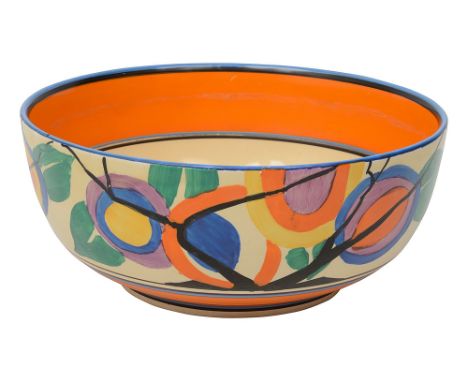 A Clarice Cliff bowl decorated with 'Circle Tree' designsigned to base 'Hand painted Fantasque by Clarice Cliff Wilkinson Ltd