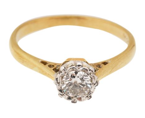 A diamond single stone ring the brilliant-cut diamond estimated to spread 0.35-0.40cts to the coronet setting and plain taper