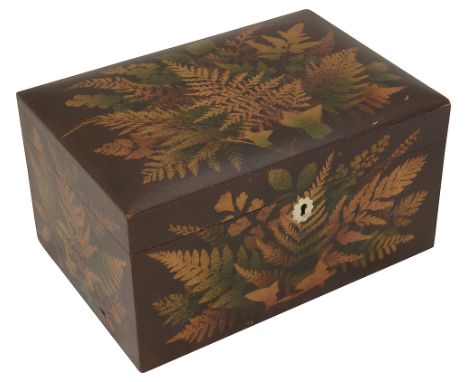 A 19th century Fernware stationery box the interior with divisionsHeight 11cm., Length 21cm., depth 15cm.Condition: Working l