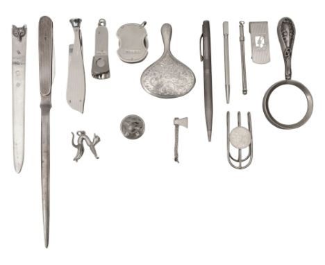 A collection of modern silver vertu to include letter openers most Birmingham, 1978/79/80 by S J Roseto include a plain lette