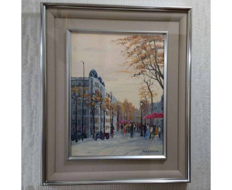 Kazuo Morishita "La Rambla" original oil painting, oil on canvas, Spain, F6  This is an original oil painting by Morishita Ka