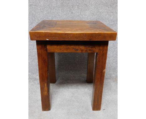 An Eastern hardwood lamp table on square supports. H.60 L.50 W.50cm 