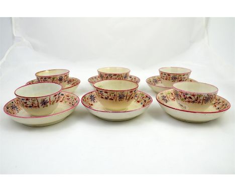 Twelve late 18th century New Hall tea bowls and saucers. Circa 1790. (12)