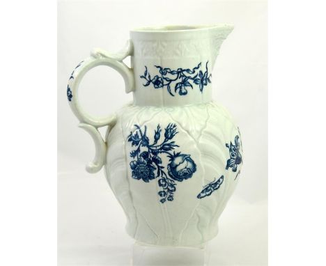 A Royal Worcester jug, decorated with butterflies and flowers. Circa 1780. Printed marks. Height 30cm. 