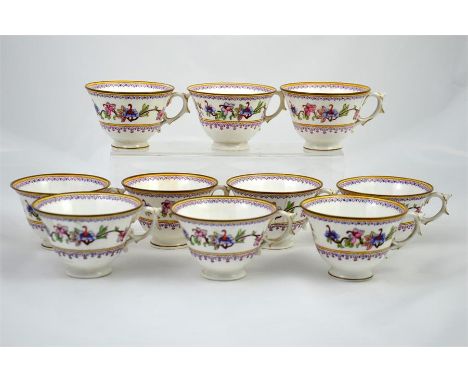 Twelve Royal Worcester cups and twelve saucers. Puce marks. (24)