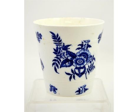 A Royal Worcester beaker, decorated with flowers. Circa 1780. Height 9cm.