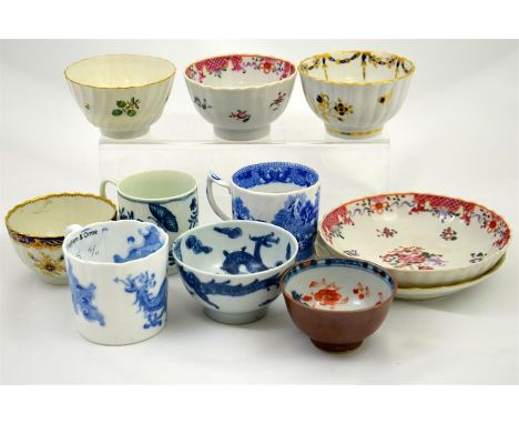 A collection of tea bowls, cups and two saucers. Circa mid 19th century. (11)