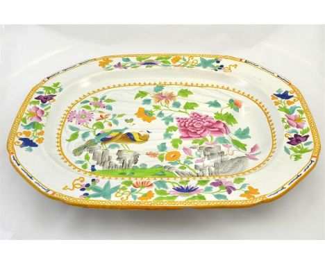 A 19th century Spode 'Pheasant' pattern meat platter. 52.5cm x 41cm.