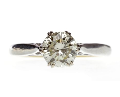 EIGHTEEN CARAT GOLD DIAMOND SOLITAIRE RINGwith a six claw set round brilliant cut diamond of approximately 0.90 carats, size 