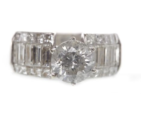 EIGHTEEN CARAT WHITE GOLD DIAMOND SOLITAIRE RINGwith a six claw set round brilliant cut diamond of approximately 2.20 carats 