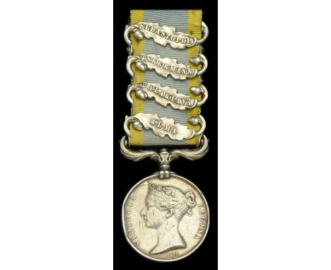 Crimea 1854-56, 4 clasps, Alma, Balaklava, Inkermann, Sebastopol (No. 3337. James. Lamb. R...) Depot impressed naming, heavy 