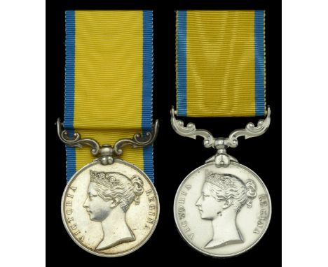 Baltic 1854-55 (2), the first unnamed as issued; the second privately engraved ‘3 Co. W. Rowe. R.M.A.’, latter with traces of