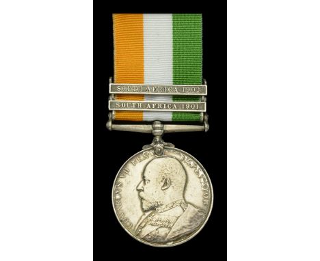 A King’s South Africa Medal to Private P. Stratford, Rifle Brigade, who was later killed in action during the Great War on th