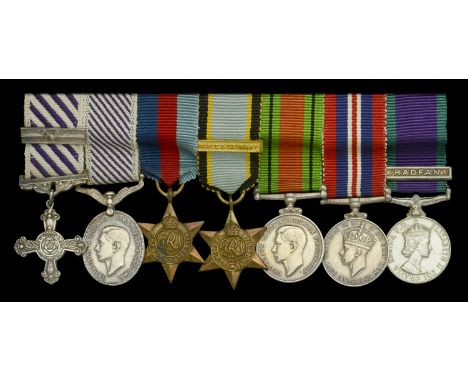 The mounted group of seven miniature dress medals worn by Wing Commander S. A. R. Taylor, Royal Air Force  Distinguished Flyi