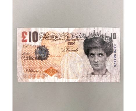 Banksy (British, b.1974) 'Di Faced Tenner' 2005, Offset lithograph in colour. Loose, unframed, measures 7.6 by 14.6cm. Good c