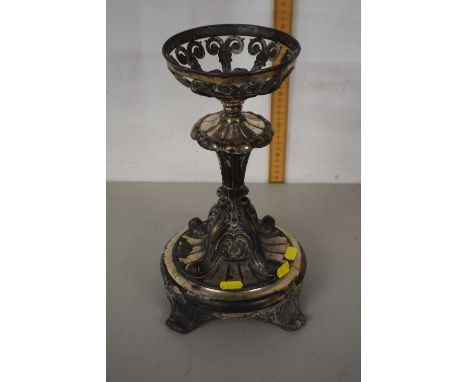 A Victorian silver plated centre piece frame lacking glass fittings