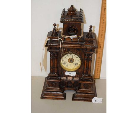 An Edwardian German mantel clock set in an architectural type case