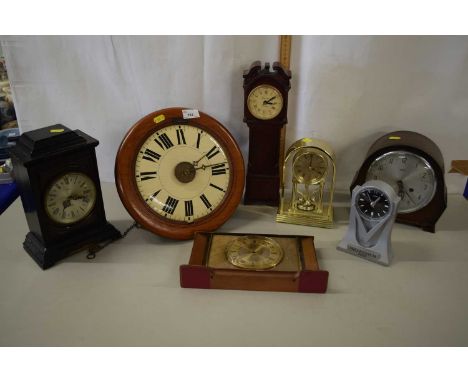 Mixed Lot: Vintage postmans alarm clock, for repair together with a range of various mantel clocks