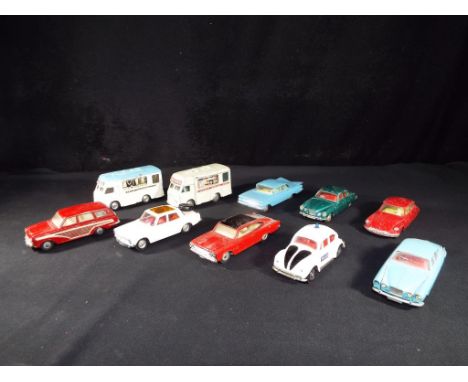 Diecast - Corgi - ten unboxed diecast vehicles to include Smiths Karrier Van Shop, Ford Consul Cortina Estate, Rover 2000 TC 