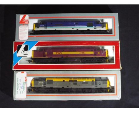 Model Railways - three Lima OO gauge Class 37 diesel locomotives, comprising 37114, 37883 and 37414, locomotives appear to be