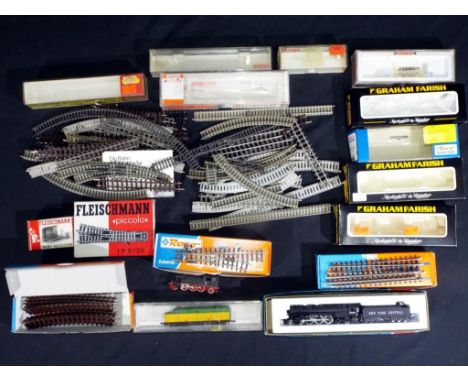 Model Railways - Fleischmann, Con Cor and others - three N gauge locomotives and in excess of 30 pieces of track with some em