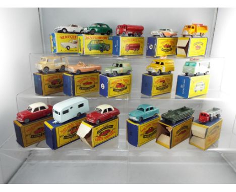 Diecast - Lesney and Matchbox - sixteen diecast vehicles in boxes to include No. 8 Ford Mustang, No. 21 Milk Delivery Truck, 