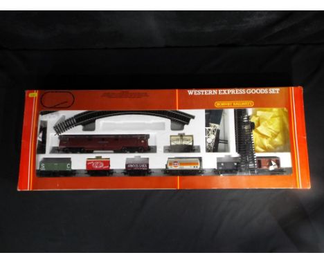 Model Railways - Hornby OO gauge, Western Express goods set ref #538, unchecked for completeness but does include eight wagon