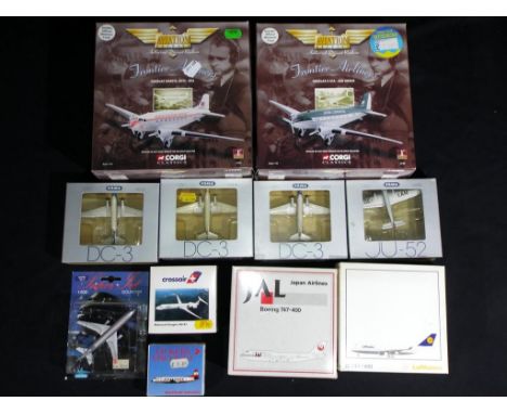 Diecast - Corgi, Schabak, Herpa -  eleven diecast airplanes in various scales, includes Corgi 47104, Douglas Dakota, Schabak 