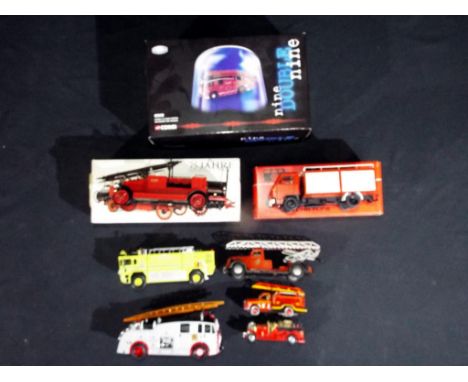 Diecast - Conrad, Corgi, Tekno and others - eight diecast fire engines to include Conrad 1018 OAF Graf and Stift, Conrad 3191