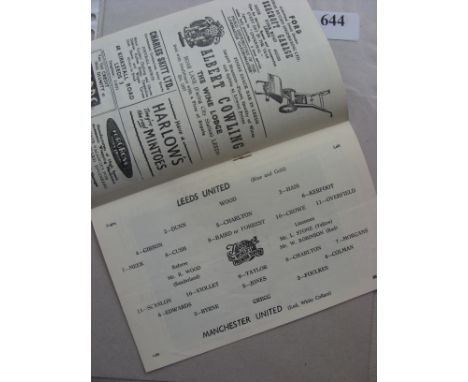 1957/1958 Leeds United v Manchester United, A rare away programme dated 11/01/1958, from the Munich Air Disaster season, the 