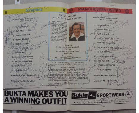 1979 FA Cup Final, Arsenal v Manchester Utd, an autographed programme from the game played on 12/05/1979.  The team line-up p