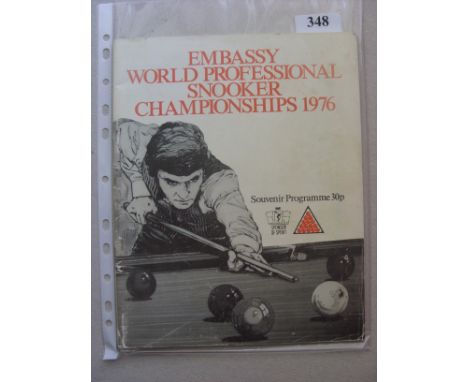 1976 Snooker, a programme from the Embassy World Snooker Championships, the preliminary round was held at Southampton and Bla