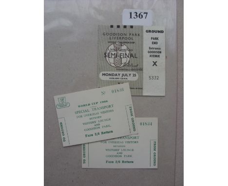 1966 World Cup, Semi-Final, West Germany v Russia, a ticket from the game played at Everton on 25/07/1966, together with 2 sp