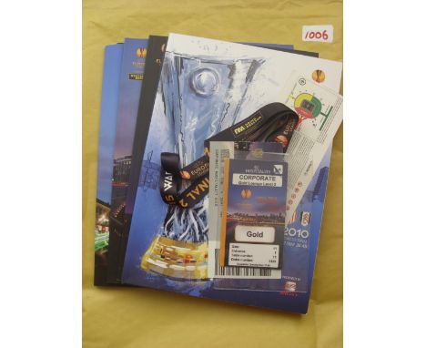 UEFA Europa League Finals, a collection of 6 football programmes and other items, 2010, 2011, 2012 (programme and ticket), 20