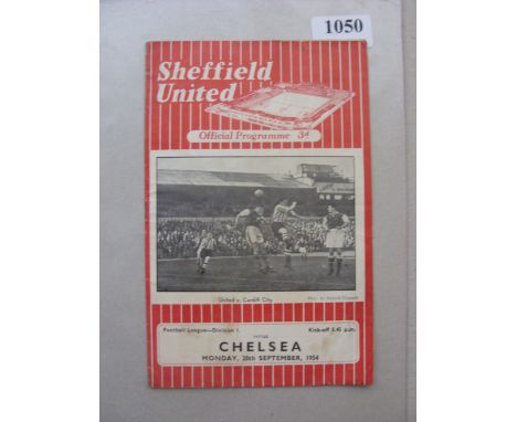 1954/1955 Sheffield Utd v Chelsea, a rare programme from Chelsea's first Championship winning season, played on 20/09/1954, c