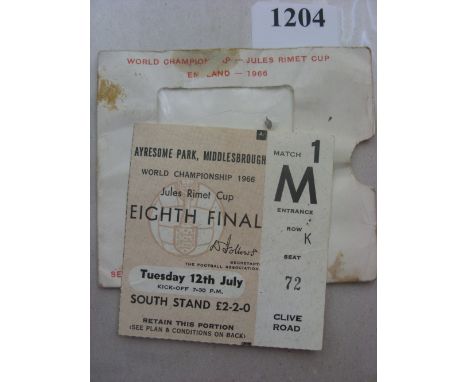 1966 World Cup, Soviet Union v North Korea, a ticket for a game played at Middlesbrough on 12/07/1966