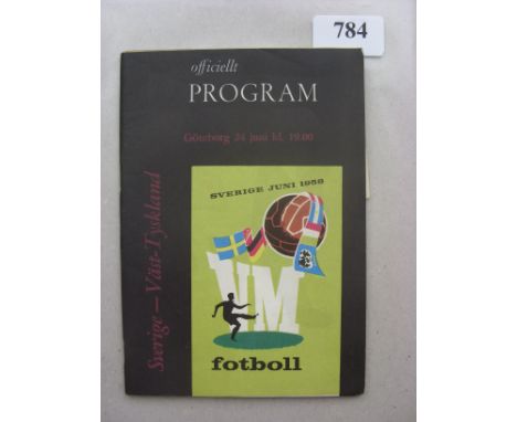 1958 World Cup, Sweden, Semi-Final, West Germany v Sweden, a programme and ticket from the game played in Gothenberg on 24/06