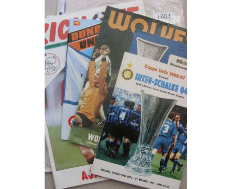 UEFA Cup Finals, a collection of 9 football programmes and 2 tickets, 1972 Wolves v Tottenham, Tottenham v Wolves (with Ticke