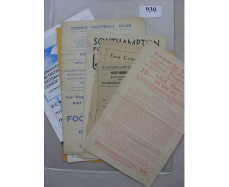 Hampshire Football, a collection of 11 football programmes in various condition, including 1948/49 East Cowes Victoria v Pool