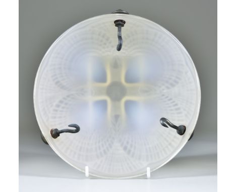 A Lalique "Coquilles" Opalescent Glass Hanging Lamp Shade, 8.25ins diameter x 3.25ins drop, etched R Lalique France and numbe