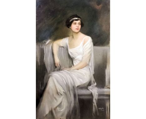 Arthur Lajos Halmi (1866-1939) - Pastel - Seated portrait of a society lady, thought to be Guinevere Sinclair, signed and dat