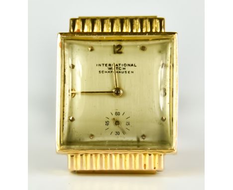 A 14ct Gold Gentleman's Manual Wind Wristwatch by International Watch Company, square case, 26mm, silver dial with Arabic and