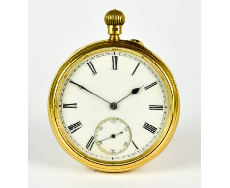 An 18ct Gold Keyless Open Face Pocket Watch by Goddard &amp; Co., 202 Bishopsgate Street, London, Serial no. 32895, white ena