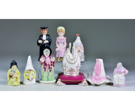Seven Royal Worcester Porcelain Candle Snuffers, 19th and 20th Century, and Seven Other Candle Snuffers, including one after 